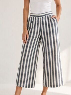 Madewell | Striped Wide-Leg Cropped Pants | Size Small